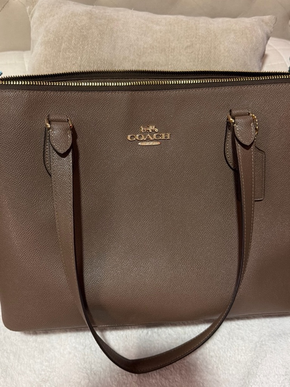 Coach Brown Leather Tote with Gold Hardware
